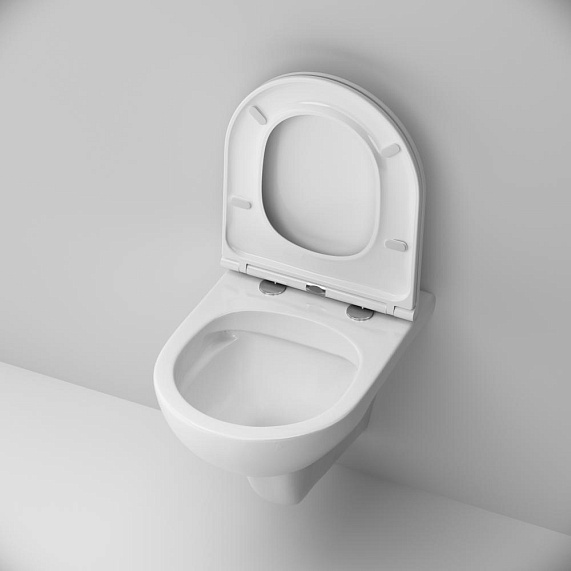 Унитаз подвесной безободковый с инсталляцией AM.PM Gem IS30201.901700 сиденьем микролифт, белой механ. клавишей-2