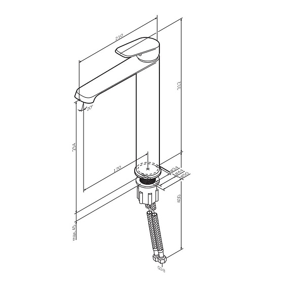 Смеситель для раковины (умывальника) AM.PM Func F8F92033 высокий, белый-10