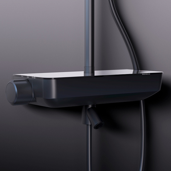 Душевая система Damixa Scandinavian Pure 936730300 стойка с тропическим душем, смесителем, изливом, черная-2