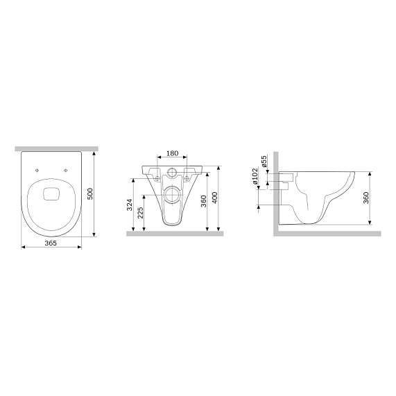 Унитаз подвесной AM.PM Gem C901700SCmb безободковый, белый, с черным сиденьем-10