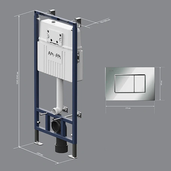 Инсталляция для подвесного унитаза AM.PM MasterFit I012710.0231 с механ. клавишей ProC S серебристый-9
