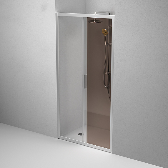 Душевая перегородка с дверью 100x195 AM.PM Gem W90G-100-1-195MBr бронзовое стекло, профиль серебристый-4