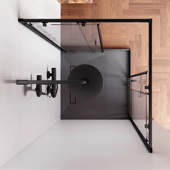 Душевое ограждение без поддона 90x90 AM.PM Gem S W93G-403-090BT профиль черный матовый-2