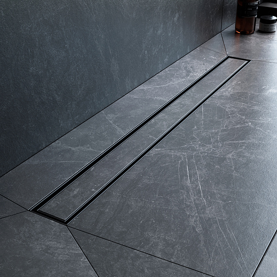 Душевой трап (лоток) 80 AM.PM MasterFlow W01SC-U11-080-04BM комбинированный затвор с черной матовой решеткой под плитку-8