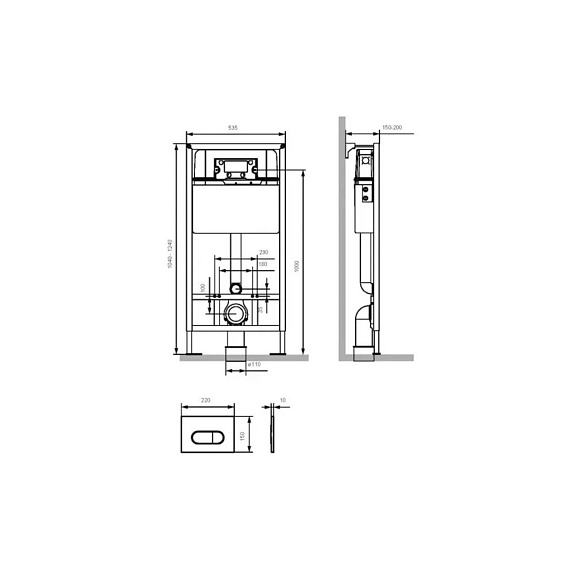 Инсталляция для подвесного унитаза Damixa Prime DX00.I013.0231 с механ. клавишей Prime M, хром матовый-1