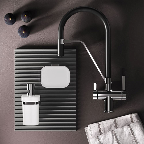 Смеситель для кухни AM.PM Func F8F07802 высокий, хром, с каналом для питьевой воды и гибким черным изливом-6