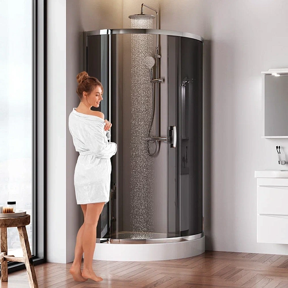 Душевой уголок с поддоном 90x90 AM.PM Like W83G-315-090CG64 тонированное стекло, профиль серебристый