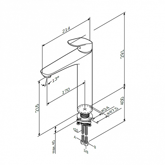 Смеситель для раковины (умывальника) AM.PM Like F8092000 высокий, хром-9
