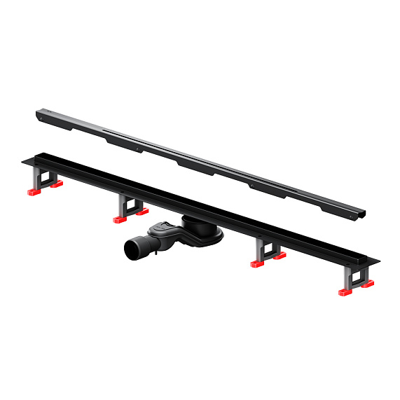 Душевой трап (лоток) 100 AM.PM MasterFlow Slim W01SC-S11-100-05BM комбинированный затвор с черной матовой решеткой-10