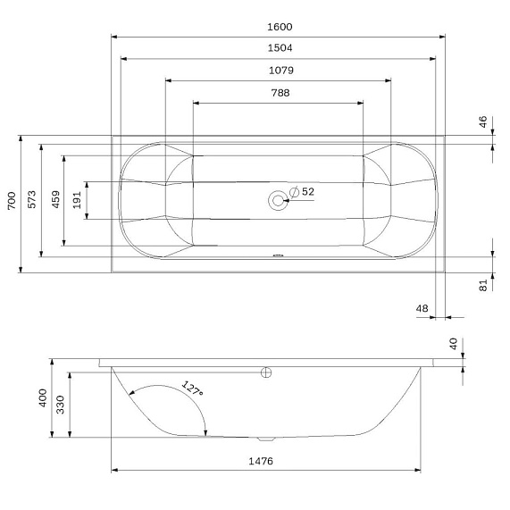 Ванна акриловая 160х70 AM.PM Above W9XA-160-070W-A белая глянцевая-7