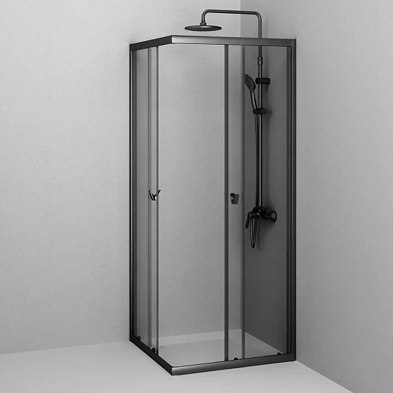 Душевое ограждение без поддона 80x80 AM.PM Sunny W87G-403-8080-BT профиль черный матовый-3