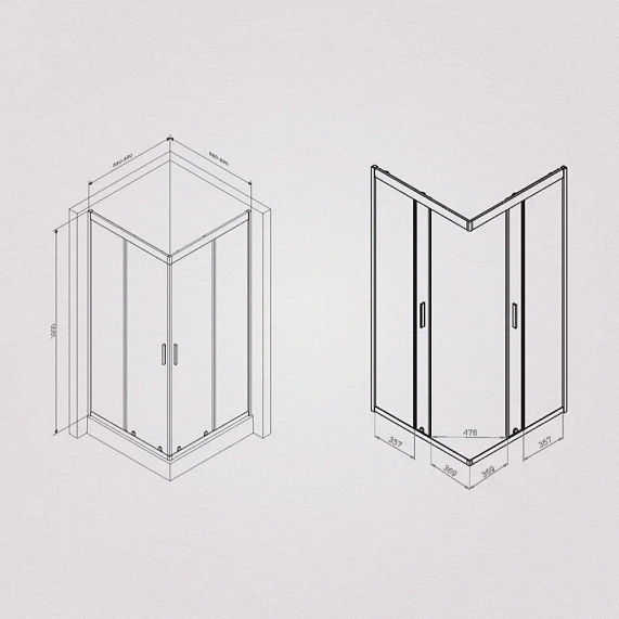 Душевое ограждение без поддона 90x90 AM.PM Gem W90G-403-090BT профиль черный матовый-6