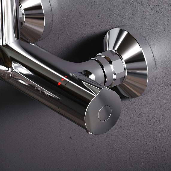 Душевая система AM.PM Like F0780564 стойка с тропическим душем, термостатом, смесителем, изливом, хром-3