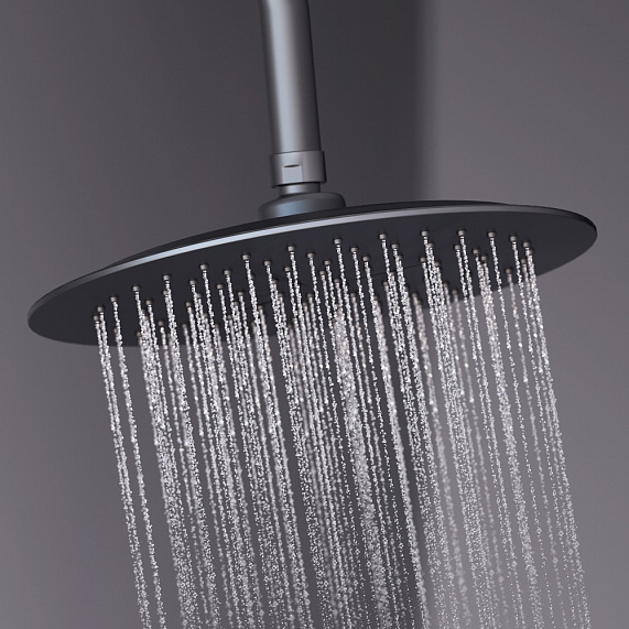 Душевая система Damixa Scandinavian Pure 936780300 стойка с тропическим душем, смесителем, черная матовая-4