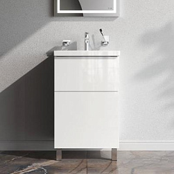 Тумба с раковиной 50 AM.PM Gem M90-FSX0502WG-WCC0502WG напольная на ножках, белый глянец