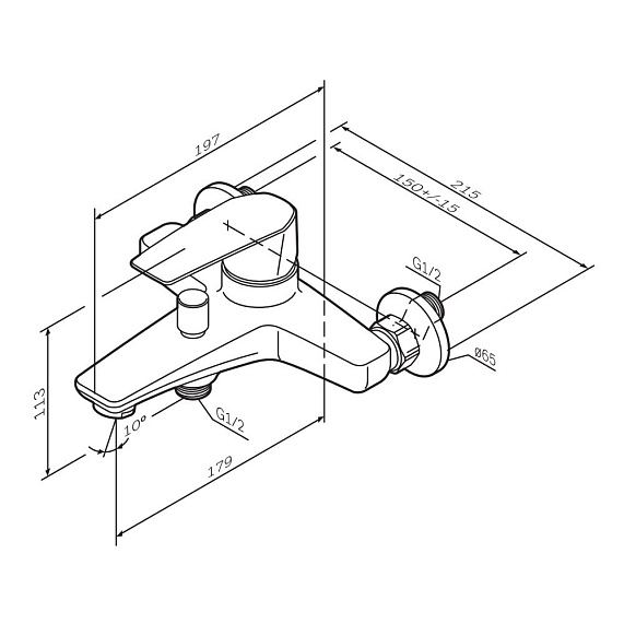Смеситель для ванны и душа AM.PM Gem F90A10000 хром-9